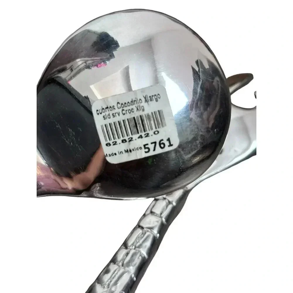 Modern Silver Spoon and Fork Salad Serving Set tongs